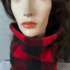 Neck Warmer in Red Black Fleece, Lined in BLack Fleece, Who needs a scarf!